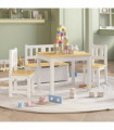 vidaXL 4 Piece Children Table and Chair Set White and Beige MDF