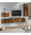 vidaXL 4 Piece TV Cabinet Set Smoked Oak Engineered Wood