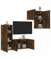 vidaXL 4 Piece TV Wall Units Smoked Oak Engineered Wood