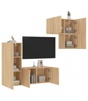 vidaXL 4 Piece TV Wall Units Sonoma Oak Engineered Wood