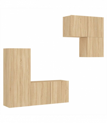 vidaXL 4 Piece TV Wall Units Sonoma Oak Engineered Wood