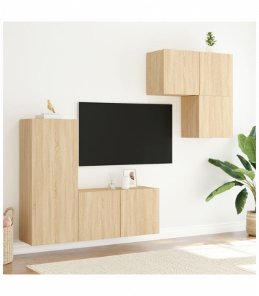 vidaXL 4 Piece TV Wall Units Sonoma Oak Engineered Wood