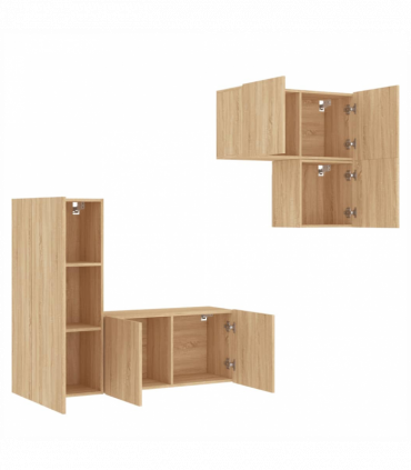 vidaXL 4 Piece TV Wall Units Sonoma Oak Engineered Wood