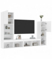 vidaXL 4 Piece TV Wall Units with LED White Engineered Wood