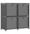 vidaXL 4-Cube Display Shelf with Boxes Grey 69x30x72.5 cm Fabric