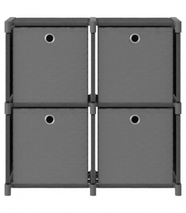 vidaXL 4-Cube Display Shelf with Boxes Grey 69x30x72.5 cm Fabric