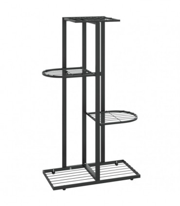 vidaXL 4-Floor Flower Stand 43x22x76 cm Black Metal