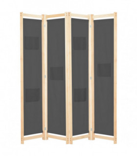 vidaXL 4-Panel Room Divider Grey 160x170x4 cm Fabric