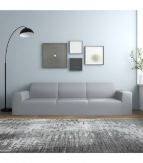 vidaXL 4-Seater Stretch Couch Slipcover Grey Polyester Jersey