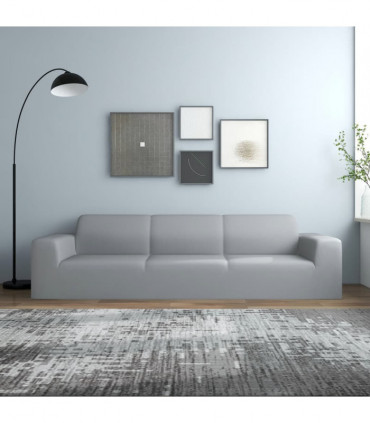 vidaXL 4-Seater Stretch Couch Slipcover Grey Polyester Jersey