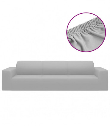 vidaXL 4-Seater Stretch Couch Slipcover Grey Polyester Jersey