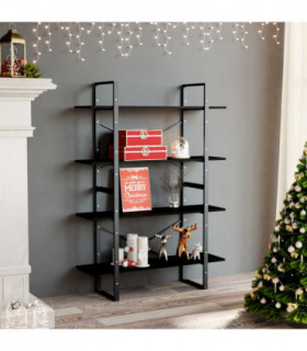 vidaXL 4-Tier Book Cabinet Black 100x30x140 cm Solid Pine Wood