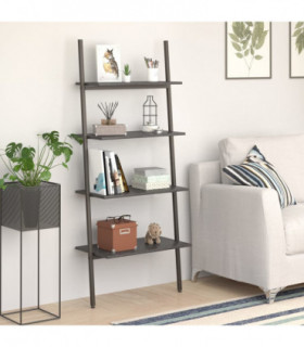vidaXL 4-Tier Leaning Shelf Black 64x34x150.5 cm