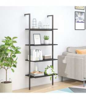 vidaXL 4-Tier Leaning Shelf Black 64x35x152.5 cm