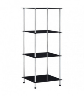 vidaXL 4-Tier Shelf Black 40x40x100 cm Tempered Glass