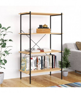 vidaXL 4-Tier Shelving Unit Black and Oak 80x40x130 cm