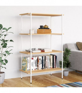vidaXL 4-Tier Shelving Unit White and Oak 80x40x130 cm