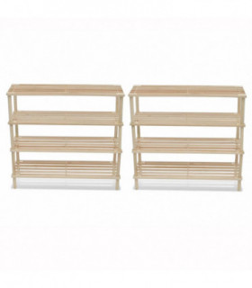 vidaXL 4-Tier Shoe Racks 2 pcs Solid Fir Wood