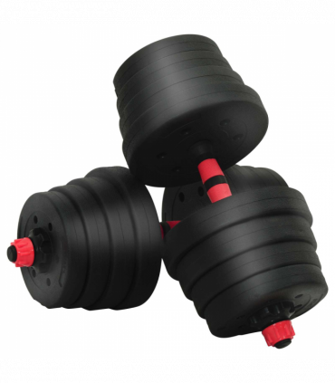 vidaXL 4-in-1 Dumbbell Set Black and Red 121 x 19.5 x 19.5 cm