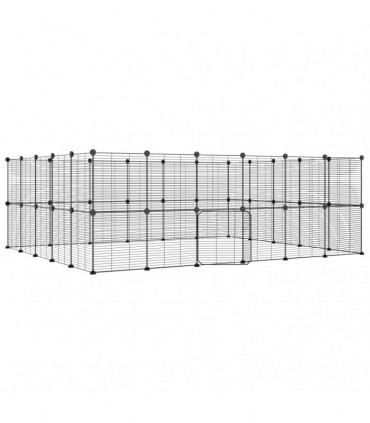 vidaXL 44-Panel Pet Cage with Door Black 35x35 cm Steel