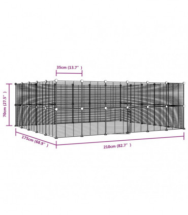 vidaXL 44-Panel Pet Cage with Door Black 35x35 cm Steel