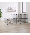vidaXL 44-Panel Pet Cage with Door Black 35x35 cm Steel