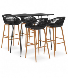 vidaXL 5 Piece Bar Set Black
