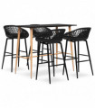 vidaXL 5 Piece Bar Set Black