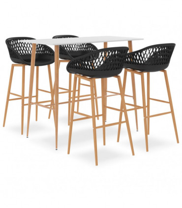 vidaXL 5 Piece Bar Set White and Black