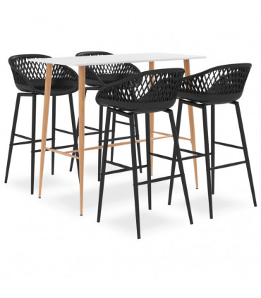 vidaXL 5 Piece Bar Set White and Black