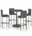 vidaXL 5 Piece Garden Bar Set with Cushions Poly Rattan Grey