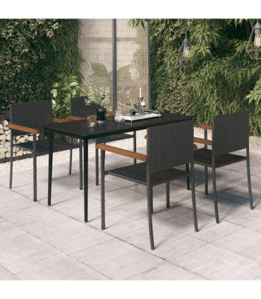 vidaXL 5 Piece Garden Dining Set Black