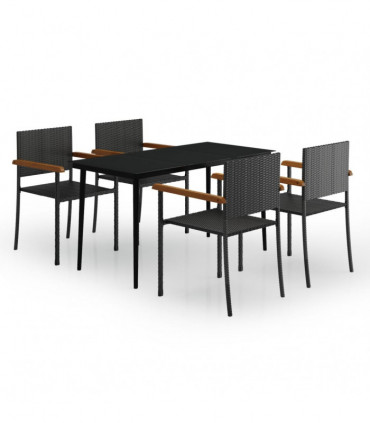 vidaXL 5 Piece Garden Dining Set Black
