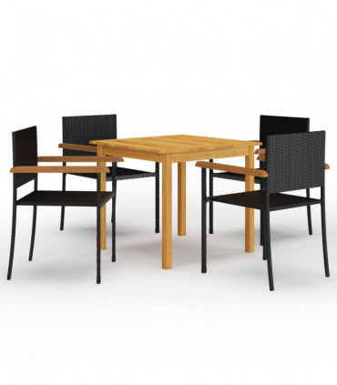vidaXL 5 Piece Garden Dining Set Black