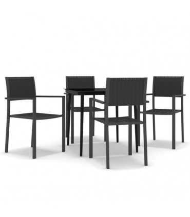 vidaXL 5 Piece Garden Dining Set Black