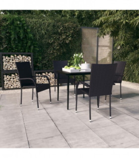 vidaXL 5 Piece Garden Dining Set Black