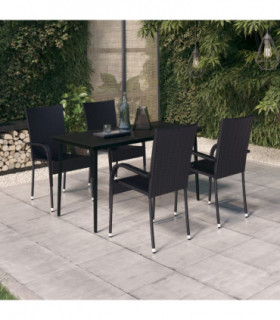 vidaXL 5 Piece Garden Dining Set Black