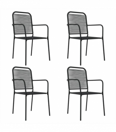 vidaXL 5 Piece Garden Dining Set Black Cotton Rope and Steel