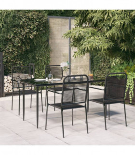 vidaXL 5 Piece Garden Dining Set Black Cotton Rope and Steel