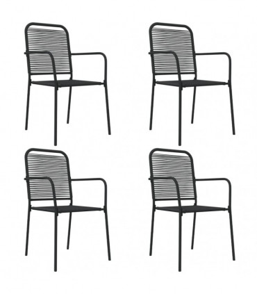 vidaXL 5 Piece Garden Dining Set Black Cotton Rope and Steel