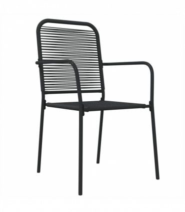 vidaXL 5 Piece Garden Dining Set Black Cotton Rope and Steel