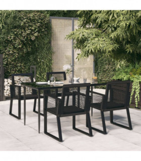 vidaXL 5 Piece Garden Dining Set Black PVC Rattan