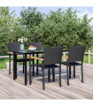 vidaXL 5 Piece Garden Dining Set Black Poly Rattan
