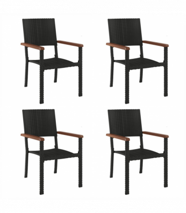 vidaXL 5 Piece Garden Dining Set Black Poly Rattan