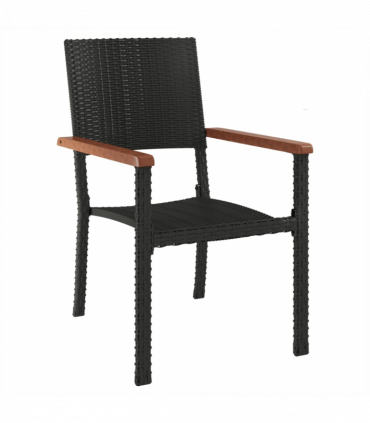 vidaXL 5 Piece Garden Dining Set Black Poly Rattan