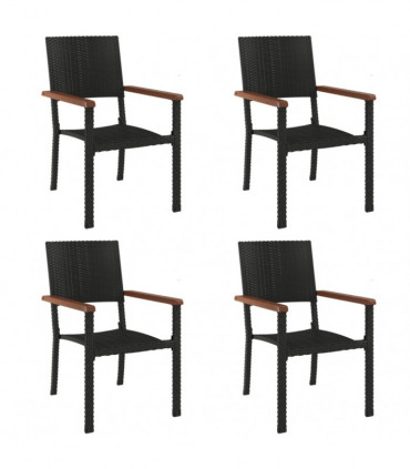 vidaXL 5 Piece Garden Dining Set Black Poly Rattan