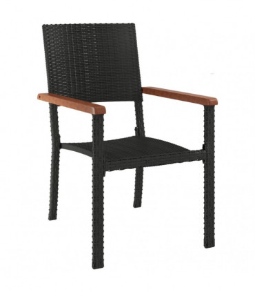 vidaXL 5 Piece Garden Dining Set Black Poly Rattan