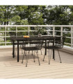 vidaXL 5 Piece Garden Dining Set Black Poly Rattan