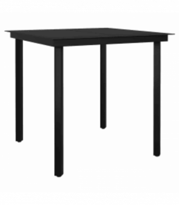 vidaXL 5 Piece Garden Dining Set Black Poly Rattan Glass