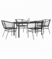 vidaXL 5 Piece Garden Dining Set Black Poly Rattan Glass